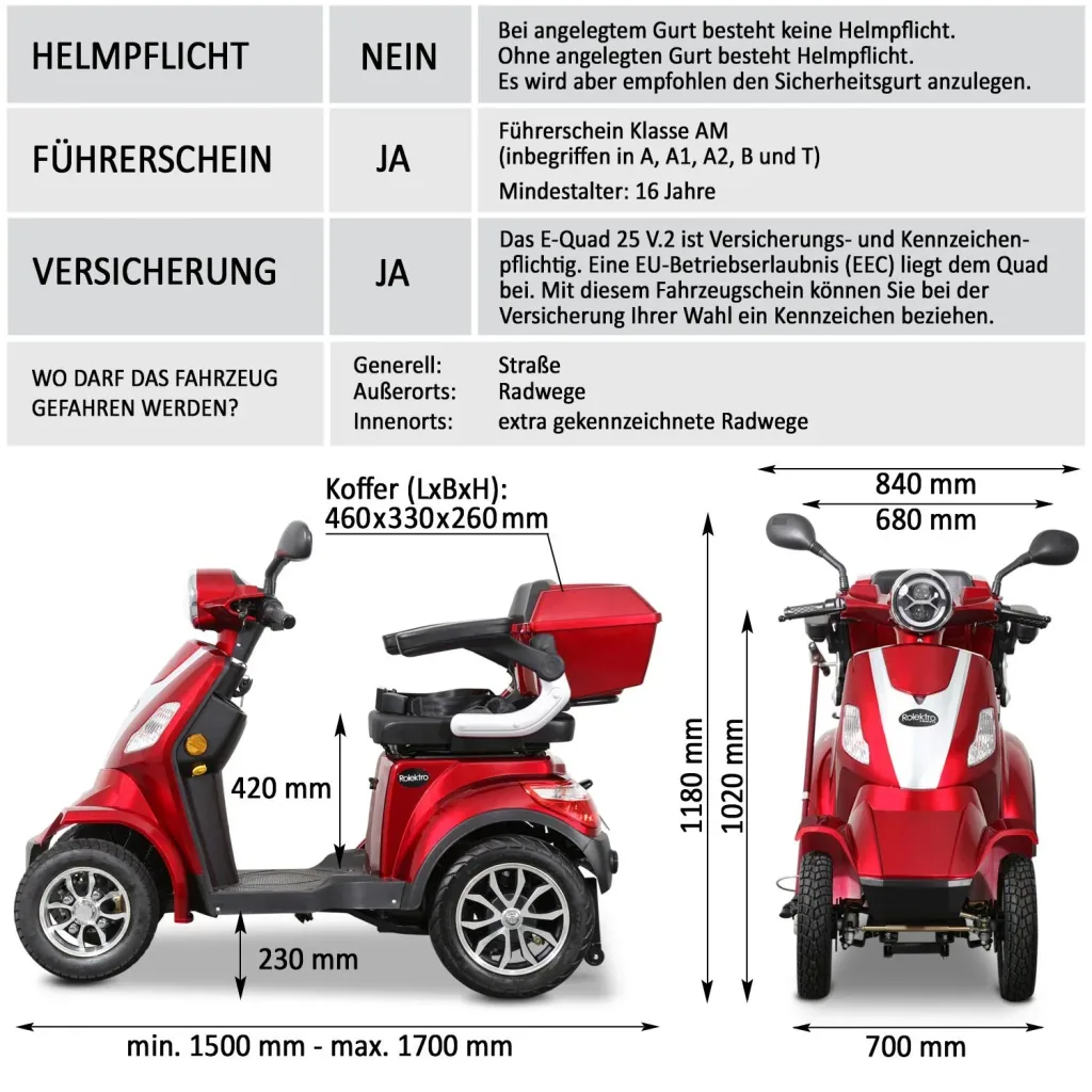 E-Quad 25 V. 2 red - 1,000 watts + road legal