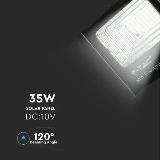 VT-100W Solar Floodlight with Solar Panel - 2450 Lm - 6000K - Black