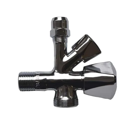 Combination Angle Valve with Hood Handle, 1/2 Inch 10mm x 3/4, Chrome