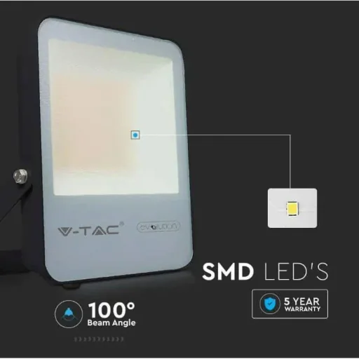 VT-50185 LED Floodlight - 50 W - 7870 Lm - 6400K - Black - Extra Efficient