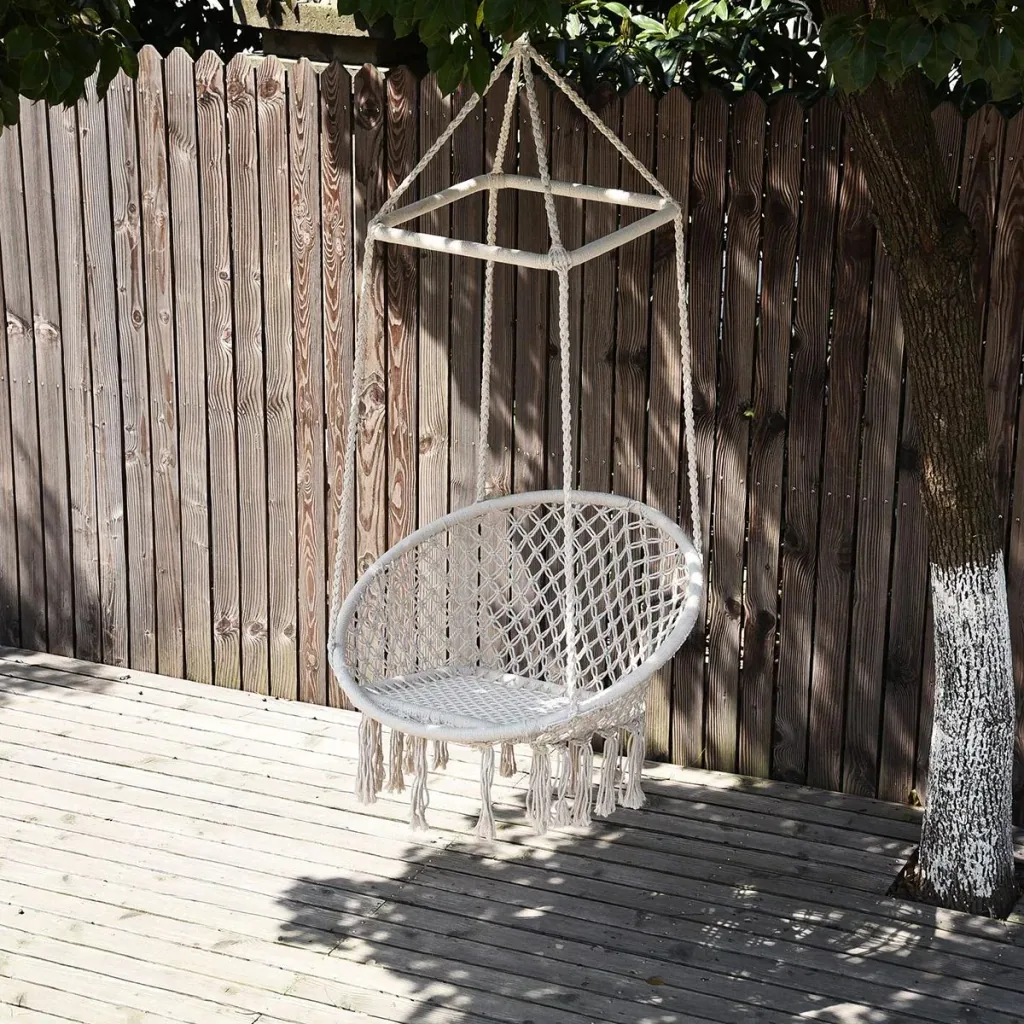 Hanging chair in vintage style beige