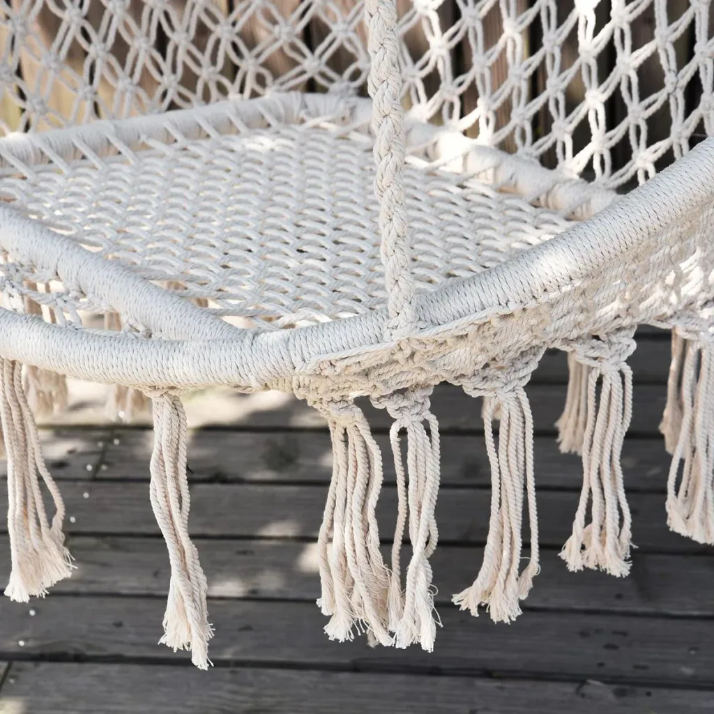 Hanging chair in vintage style beige