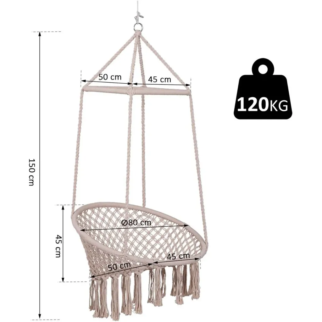 Hanging chair in vintage style beige