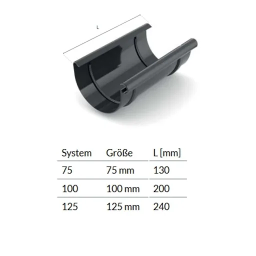 Graphite Gutter Connector, System 75, Rain Gutter Accessories