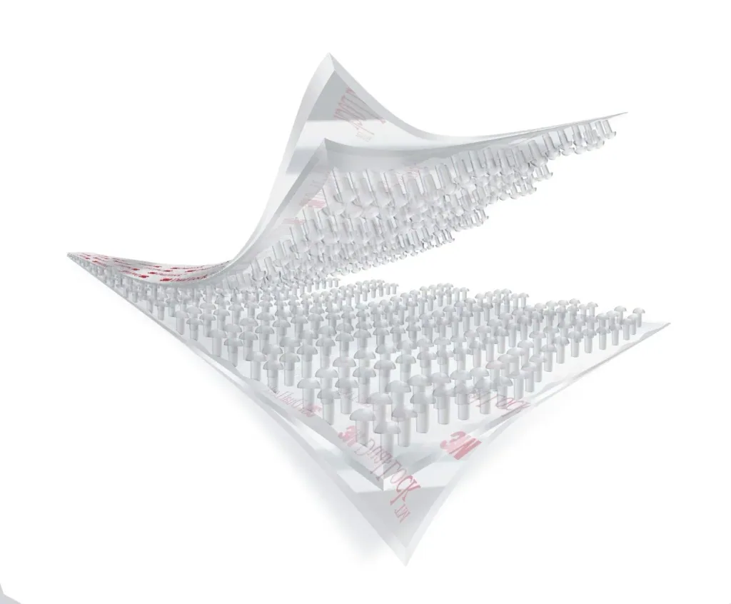 High-tech snap fastener (Hook and loop fastener mushroom heads) short roll, translucent, 25 mm wide, 1.25 m long