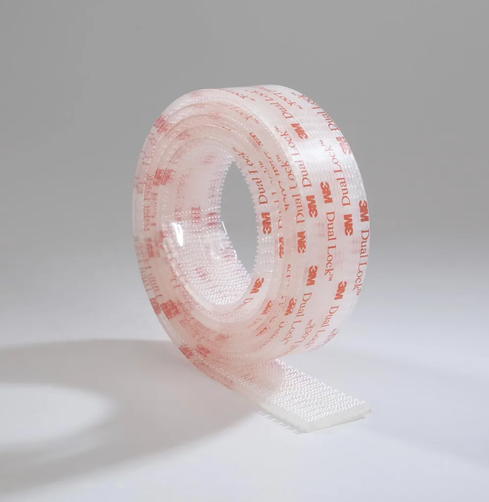 High-tech snap fastener (Hook and loop fastener mushroom heads) short roll, translucent, 25 mm wide, 1.25 m long