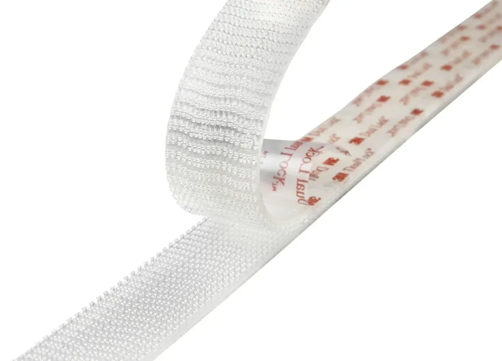 High-tech snap fastener (Hook and loop fastener mushroom heads) short roll, translucent, 25 mm wide, 1.25 m long