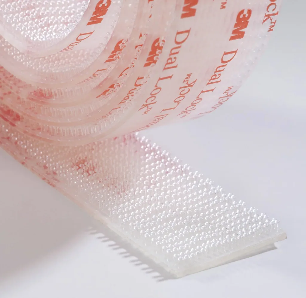 High-tech snap fastener (Hook and loop fastener mushroom heads) short roll, translucent, 25 mm wide, 1.25 m long