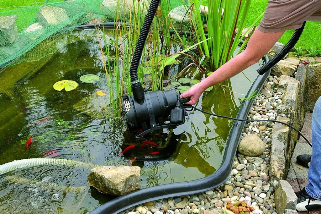 Dirty water submersible pump, continuous operation, DTX 7500 T including support system, up to 7,500 l/h flow rate