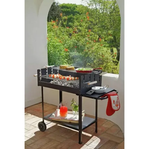 Vargan charcoal grill - grill surface 76 x 34 cm - grill grate height adjustable