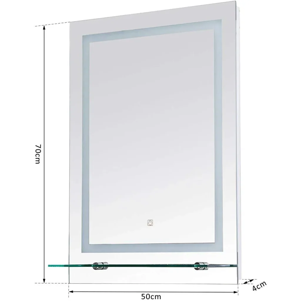 kleankin® LED bathroom mirror with glass shelf 38W 70x50cm