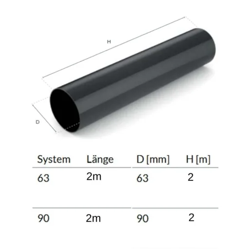 Brown Rain Gutter Downspout - 2 Meter, System 63