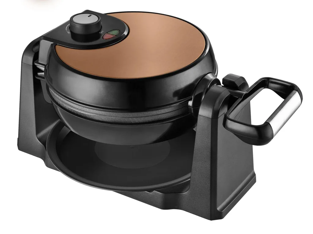 Reversible waffle iron, rotatable, color copper