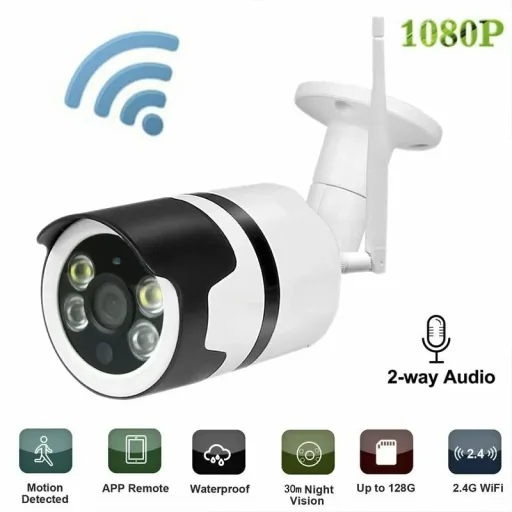 Full HD Smart WLAN IP camera with splash-proof metal housing, motion sensor, night vision