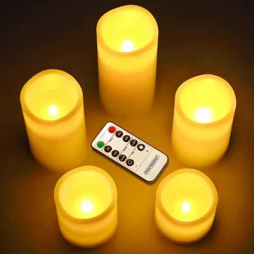 5 LED flickering real wax candles white with remote control & timer
