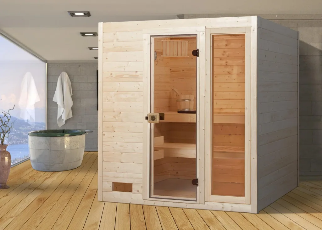 Solid wood sauna VALIDA 3 glass door + window
