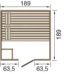 Solid wood sauna VALIDA 3 glass door + window