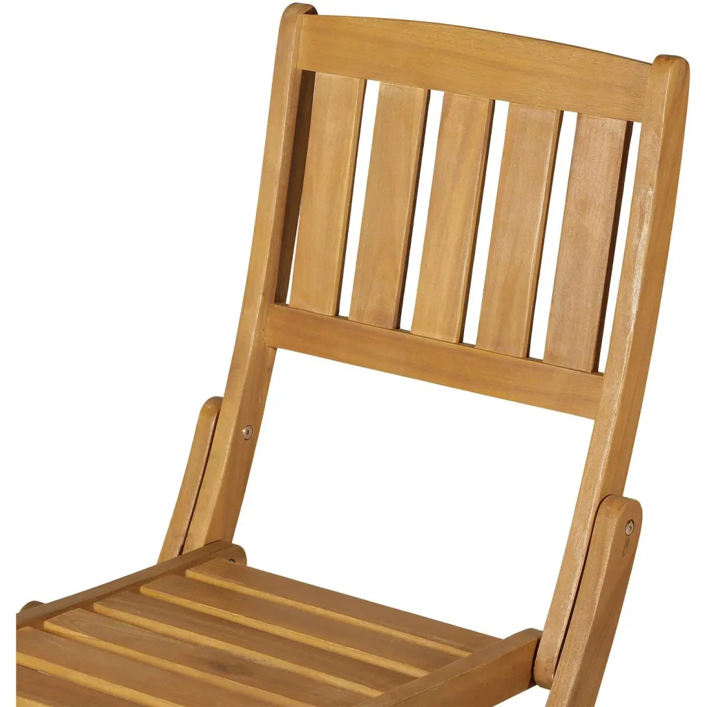 Set of 2 folding chair folding armchair garden chair camping chair foldable acacia wood natural 56 x 47 x 89.5 cm