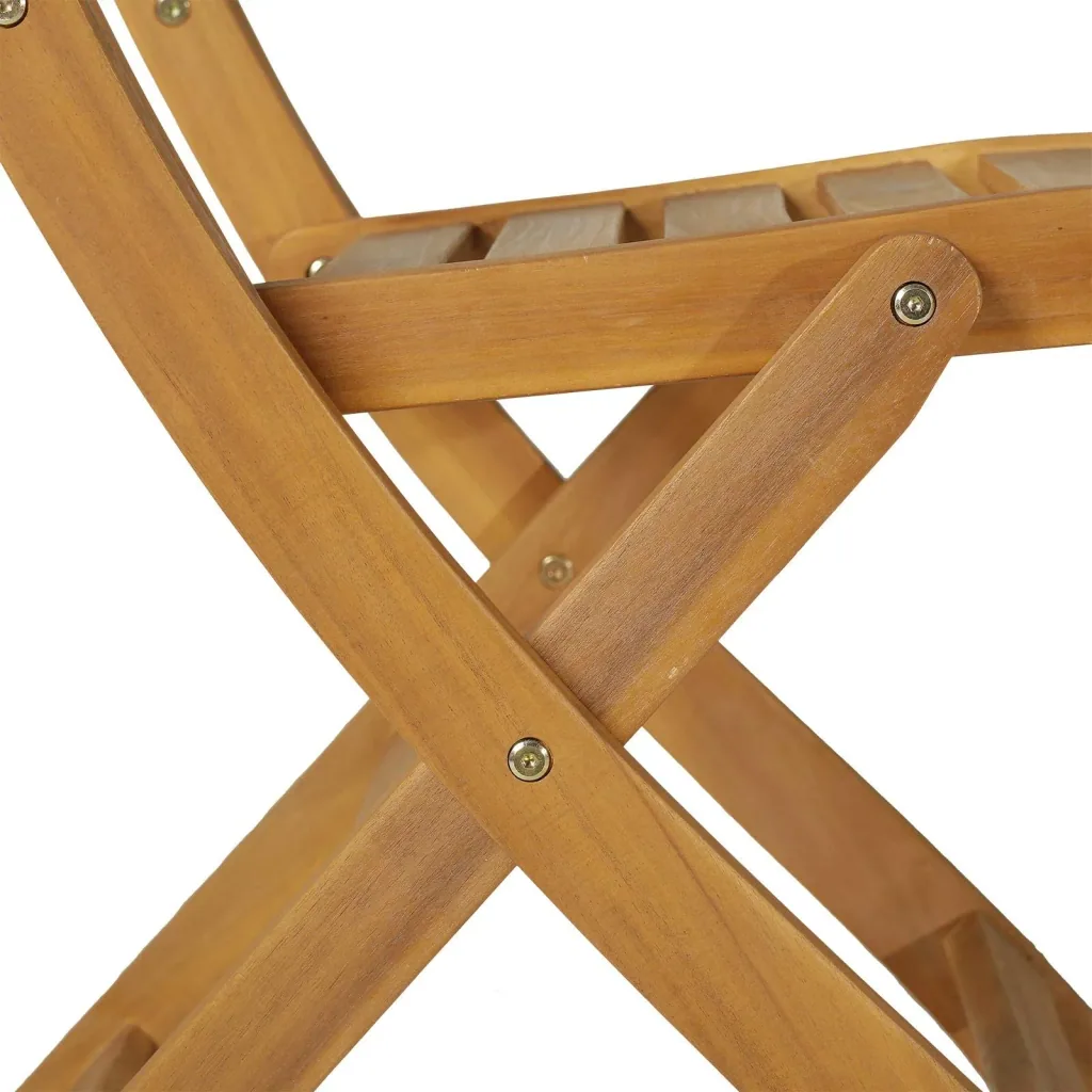 Set of 2 folding chair folding armchair garden chair camping chair foldable acacia wood natural 56 x 47 x 89.5 cm