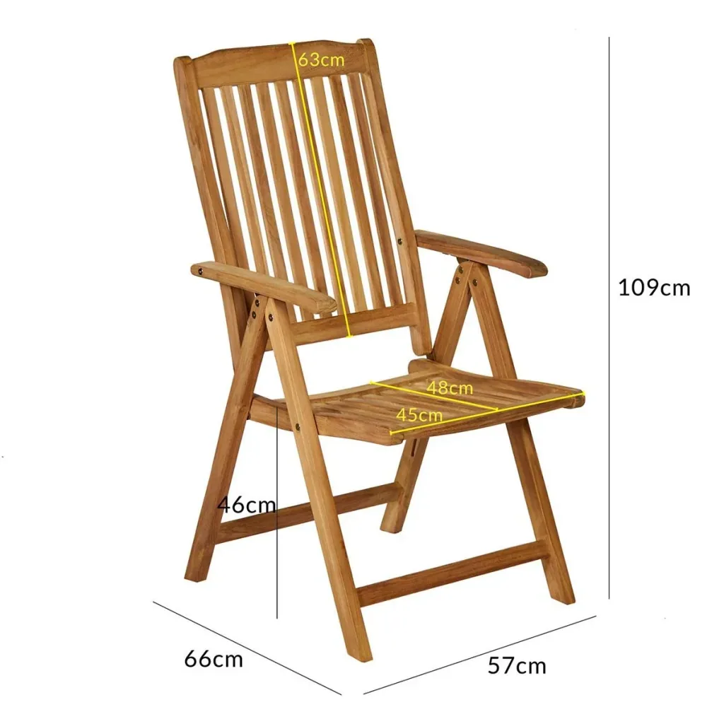 Garden chair - set of 2 - teak wood - foldable