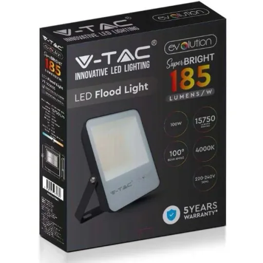VT-100185 LED Floodlight - 100 W - 13700 Lm - 6400K - Black - Extra Efficient