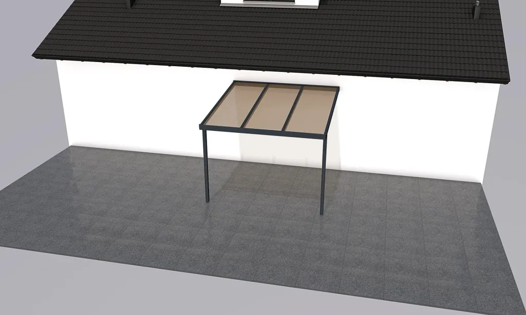 Patio roof Premium, anthracite, 3094 x 3060 mm - Polycarbonate multi-wall sheets 16 mm, bronze