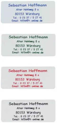 Address labels, blue font without border, self-adhesive, 300 pieces.