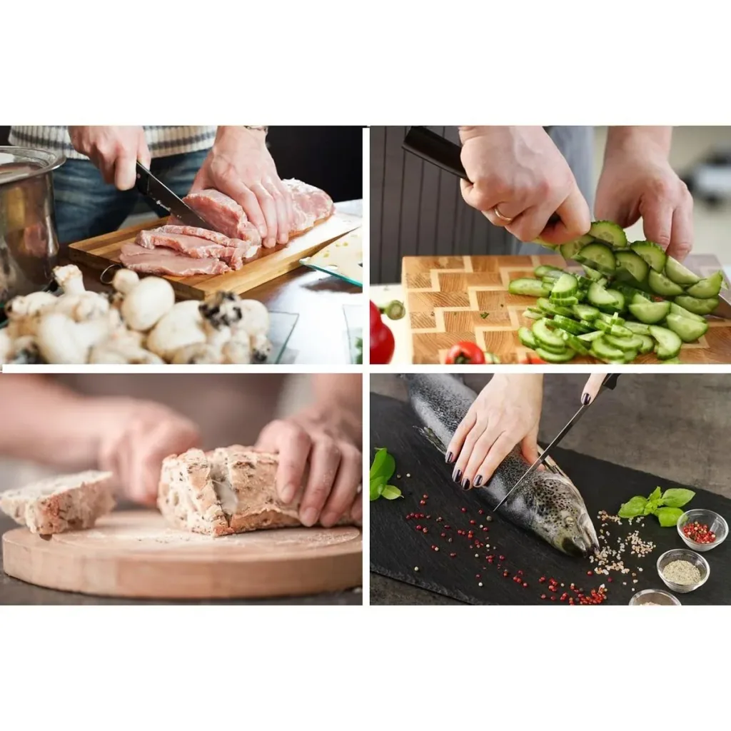 Cheffinger 8-piece knife set with stand - silver/black