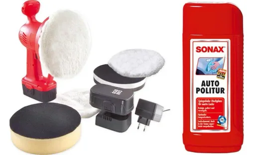 Cordless polishing machine 18 Volt/ 12-piece paint care set