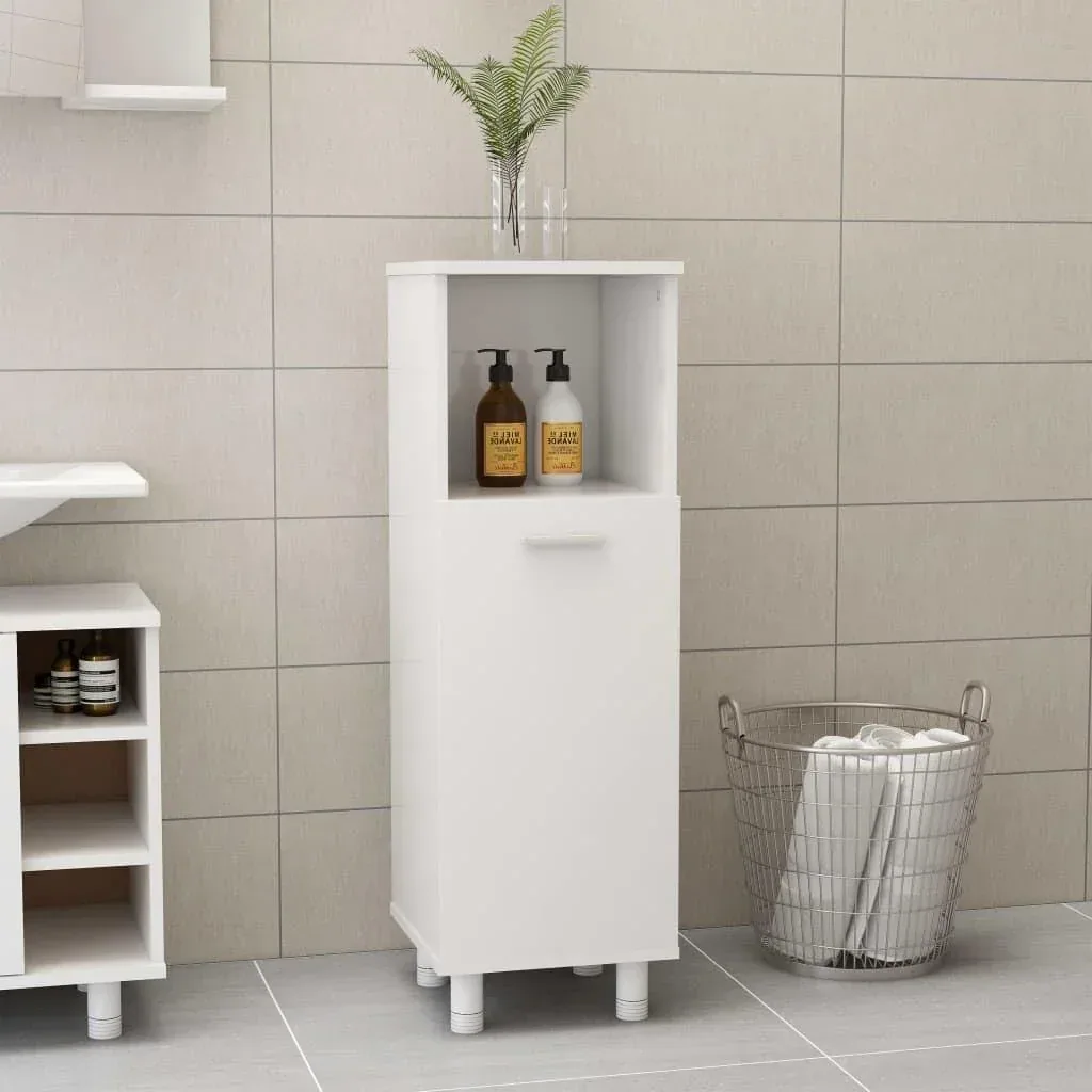 Bathroom mirror cabinet 30x30x95 cm chipboard high gloss white