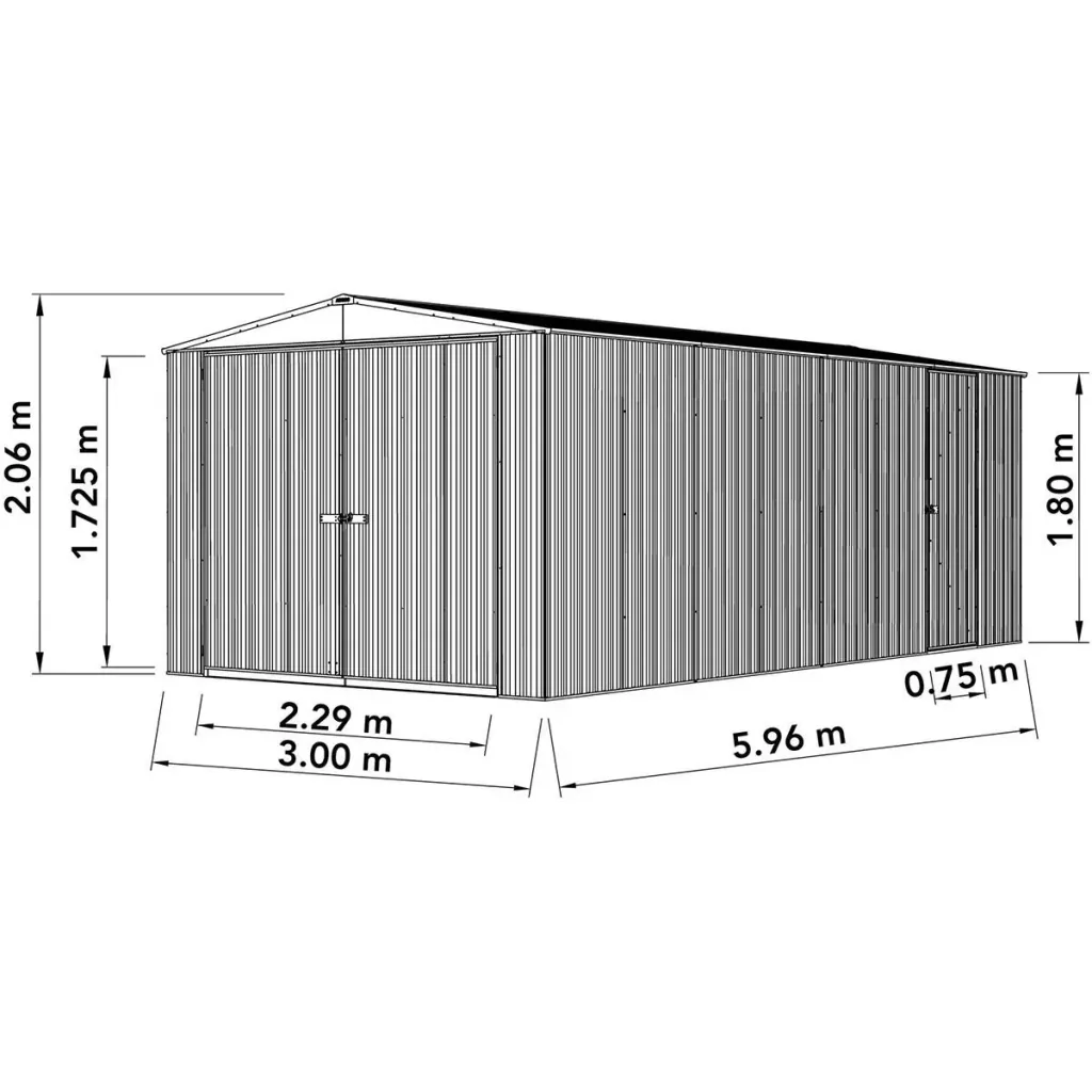 Absco Utility MN3060UTK - Metallgarage - 596x300x206 cm