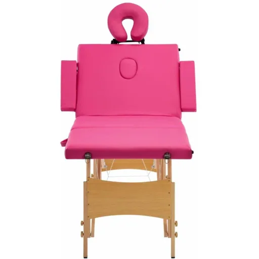 Massage table foldable 4 zones wood pink
