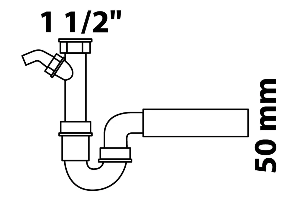 Sink tubular siphon, 1 1/2" with 3/4" appliance connection