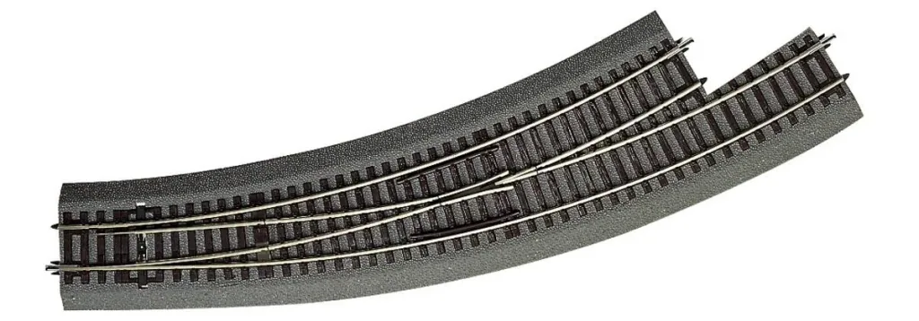 Curved switch left BWl5/6 for manual operation, with bedding
