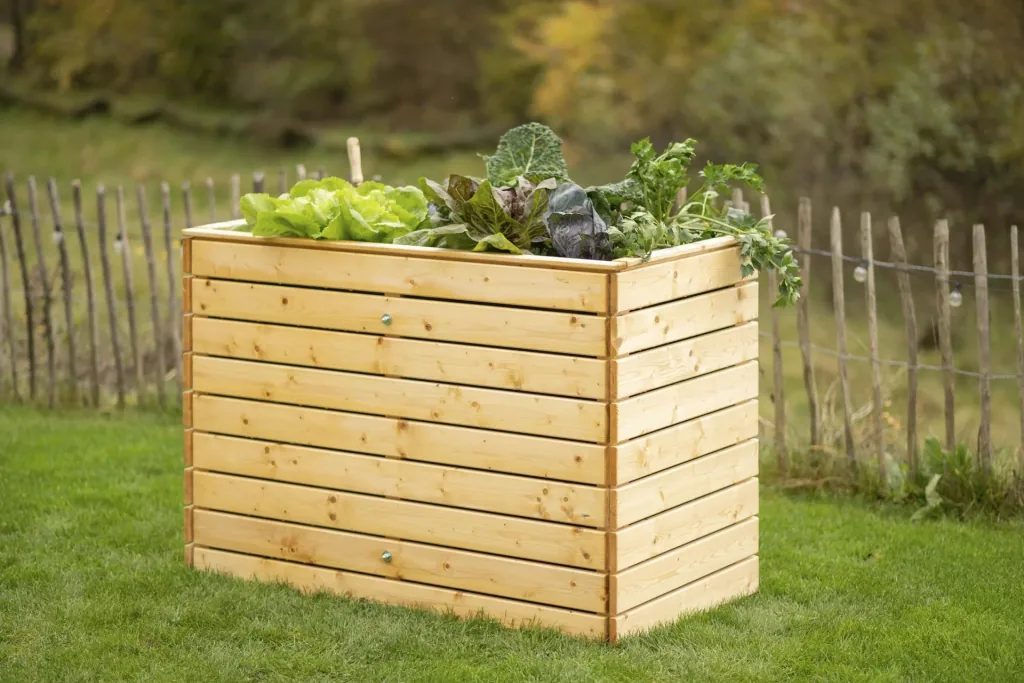 Raised Bed Asket L, 130×70×90 cm, Natural – Spruce Wood, Back-Friendly