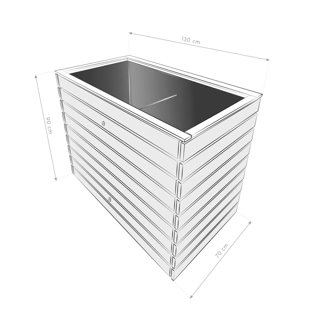 Raised Bed Asket L, 130×70×90 cm, Natural – Spruce Wood, Back-Friendly
