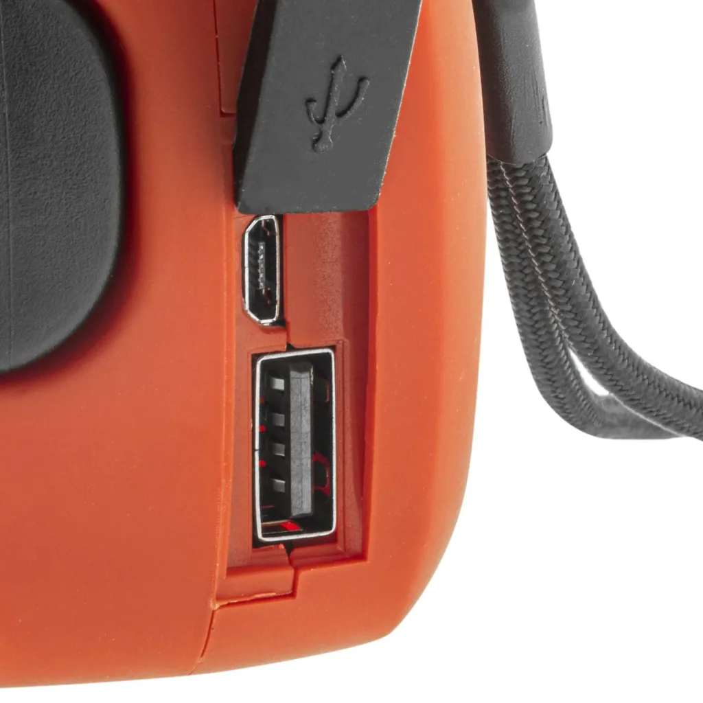 Portable solar crank radio with flashlight, power bank function