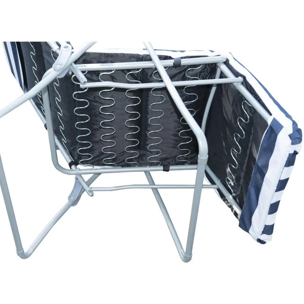 2 x folding chairs sun lounger armrest foldable blue/white