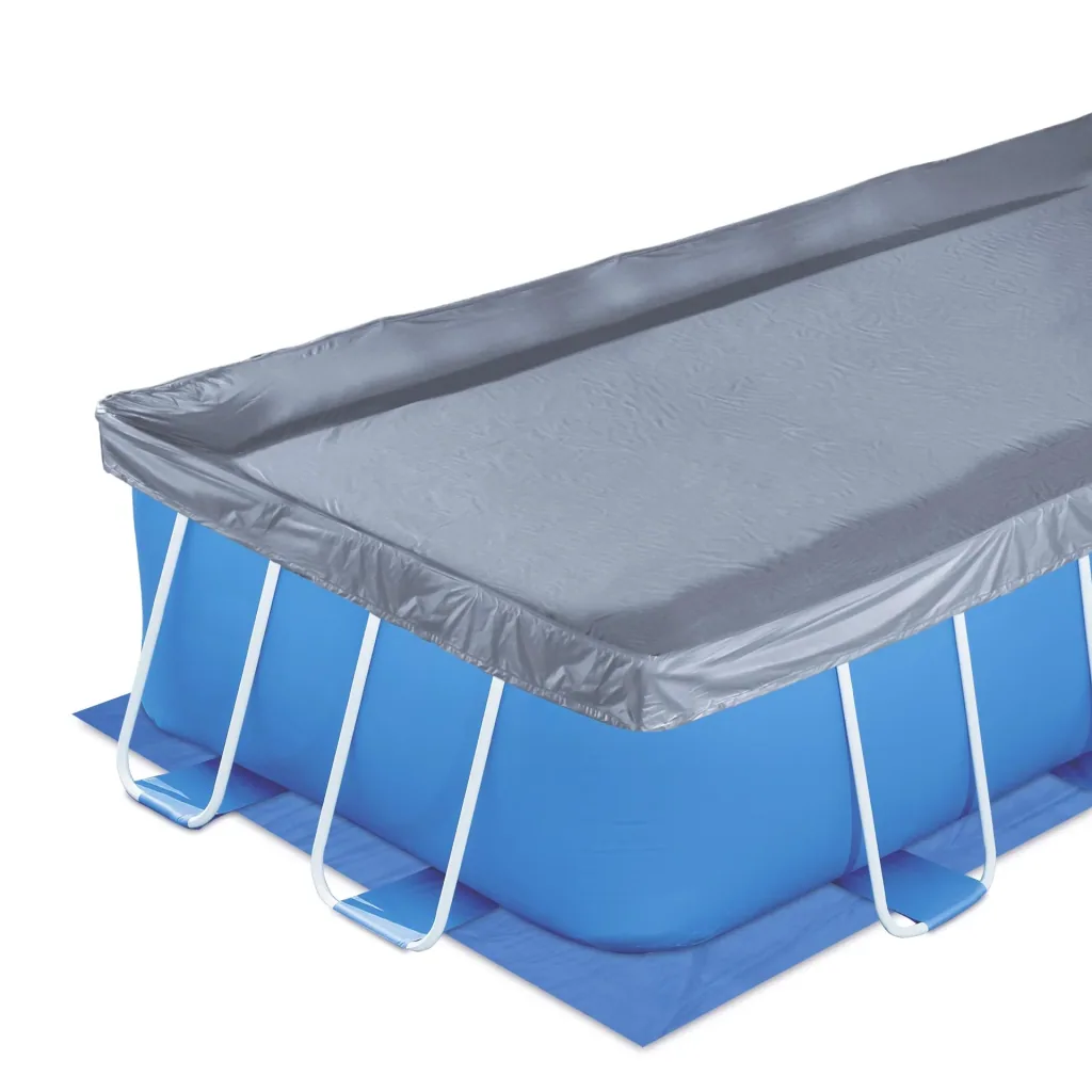 Above ground pool, swimming pool, complete set, with filter pump 12 Volt, 4.88 x 2.44 x 1.07 m, ladder, pool cover, groundsheet