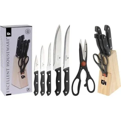 7-piece knife set in a knife block/