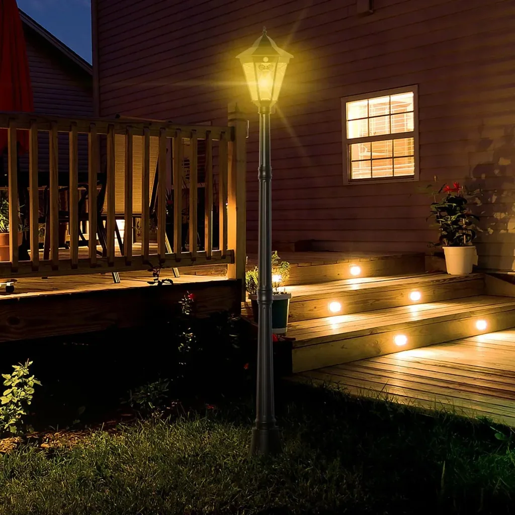 Solar lamp post - 19 LEDs - 130 lumens - 3000K - Black - 22 x 22 x 194 cm