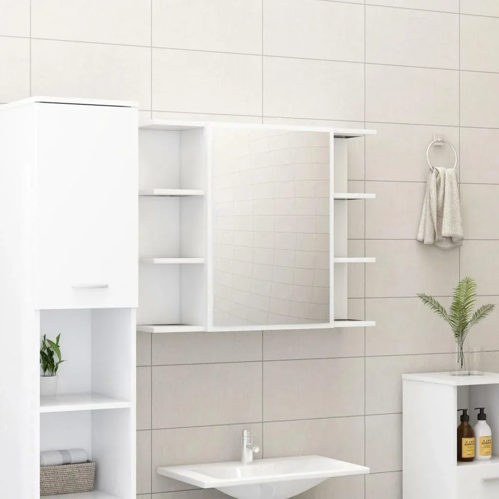 Bathroom mirror cabinet 80x20.5x64 cm chipboard white