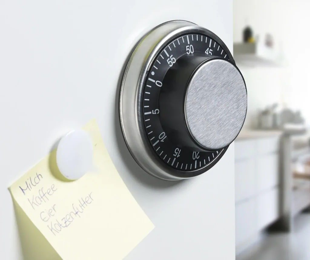 Magnetic timer, stainless steel, mechanical short-term alarm clock
