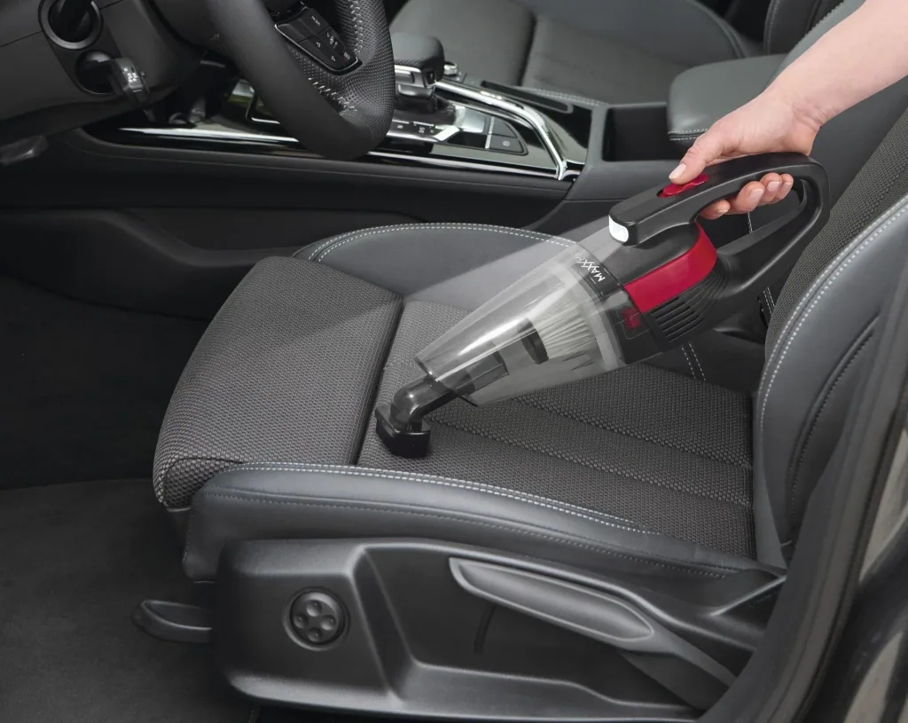 Cordless handheld vacuum cleaner, wet/dry, gray/red, 7.4 volts