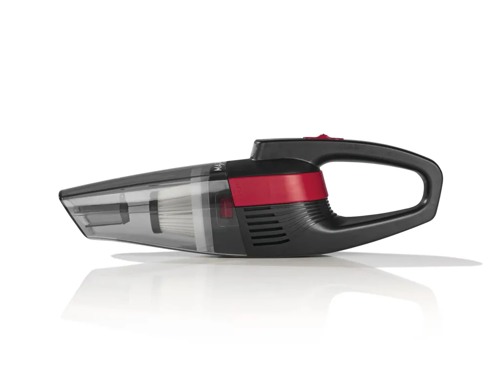 Cordless handheld vacuum cleaner, wet/dry, gray/red, 7.4 volts