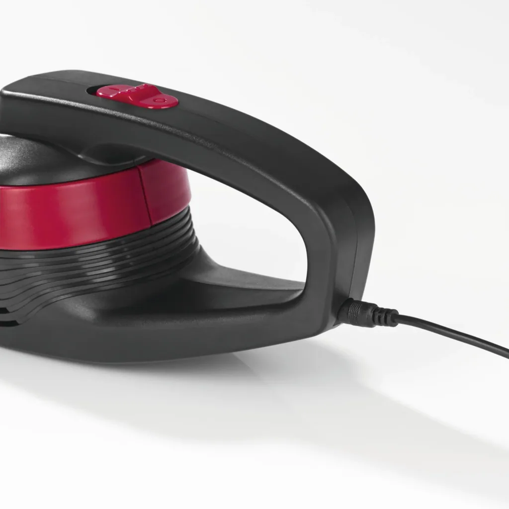 Cordless handheld vacuum cleaner, wet/dry, gray/red, 7.4 volts