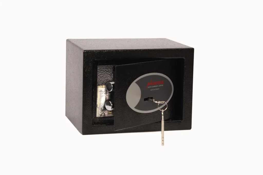 Compact Home Office security safe with key lock, black