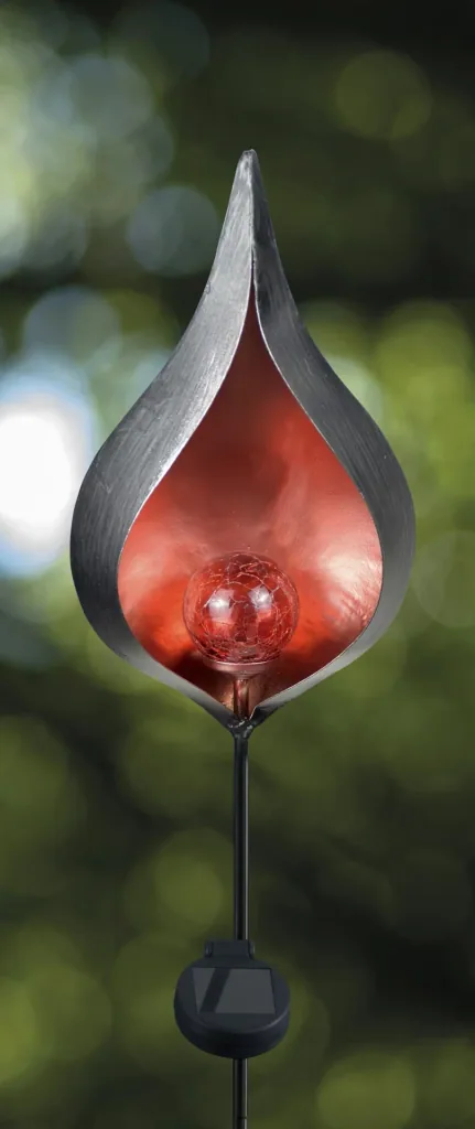 Metal solar light with real glass ball