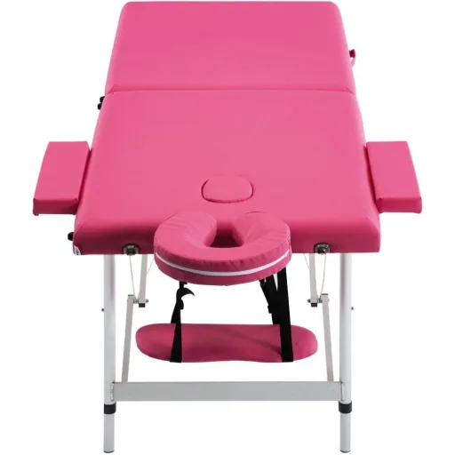 Foldable massage table 2 zones aluminum pink
