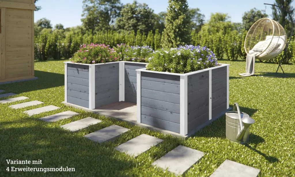 Modular raised bed extension kit, wall thickness 21 mm, grey, 67 cm